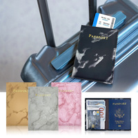 Dompet Paspor Kulit PU Motif Marmer, Penutup Paspor, Tempat Paspor Custom, Dengan Slot Kartu Kredit dan ID Bisnis
