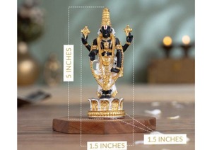 <b>Gold</b> and Silver Plated Tirupati Balaji Venkateswara Idol Hindu Religious <b>Statue</b> Home Temple Decor Gift - Product Image 6