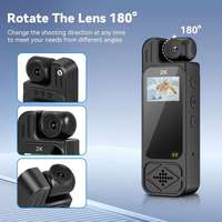 Kamera Tubuh Portabel HD 2K dengan Penglihatan Malam Inframerah dan Camcorder Clip-On MicroSD untuk Rekaman, Cocok untuk Penggunaan di Saku Kecil