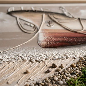 Peinture en relief 3D sur toile de sable, peinte à la main, texture texturée, grande décoration murale stéréoscopique pour hôtel de luxe, œuvre d'art 3D - Product Image 3