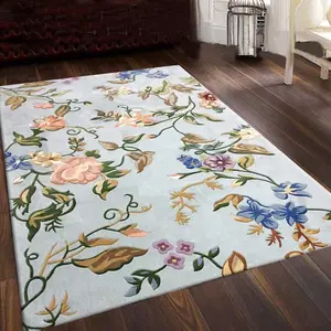 Tappeto contemporaneo fatto a mano con tappeto a forma di fiore personalizzato a Tufted Art Designer