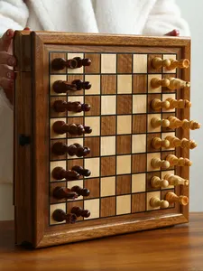 25 שנות מפעל הסיטונאי 12.8 "x 12.8" שחמט מעץ מגנטי עם 2 מובנה מגירות אחסון 2 דלתות נוספות סטאונטון שחמט
