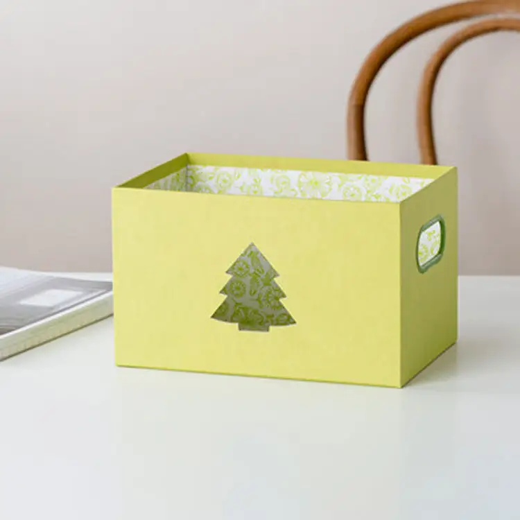 Groothandel kerst bomen patroon groen rechthoek bureau organizer papier opslag mand voor gift