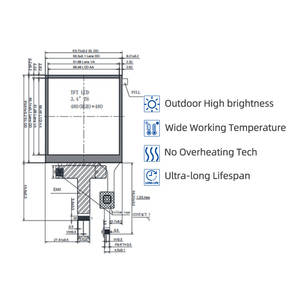 หน้าจอความสว่างสูง3.4นิ้ว480x480 MIPI จอแสดงผล LCD ขนาด850nits IPS TFT สำหรับ PDA มือถือ - Product Image 2