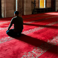 Tapis de prière musulman en polypropylène ignifuge à motif personnalisé, lavable, à poils ras, pour usage domestique