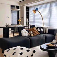Canapé sectionnel moderne nordique tissu minimaliste italien noir Vintage polaire d'agneau ensemble modulaire de concepteur de salon en ligne