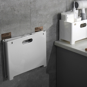 Foldable Wall Mounted Laundry Basket Gray Rectangle Storage <b>Box</b> For Bathroom Space <b>Saving</b> Organizer - Product Image 4