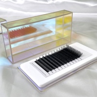 Palette acrylique de cils rectangulaires transparents personnalisée gratuite Fournitures de cils irisés Support dégradé Organisateur Boîte à palettes de carreaux de cils
