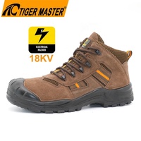 Sepatu Keselamatan Listrik Isolasi 18kv OEM CE & ASTM, Ujung Kaki Komposit Anti-tusuk, Kulit Suede, Anti-selip, Sol PU Tahan Minyak