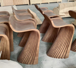 Taburete de Bar Curvo de una Pieza, de Madera Natural, Moderno, Ecológico y Duradero, para Centros Comerciales, Restaurantes y Bistrós - Product Image 6