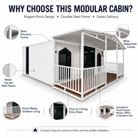 Casa Modular Prefabricada Moderna con Panel Sándwich EPS Blanco, Diseño Expandible de Doble Ala con Porche, Anticorrosión, Resistente al Fuego, Ideal para Oficina Pequeña u Hotel