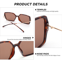 Lunettes de soleil classiques haut de gamme, teinte marron, verres larges, style élégant de créateur, pour femme, pour fêtes en extérieur, vente en gros, boutique de mode, unisexe
