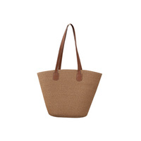 Style campagnard français coton corde tissé grande capacité femmes sac à bandoulière rayé plage panier bord de mer fourre-tout deux poignées ouvertes