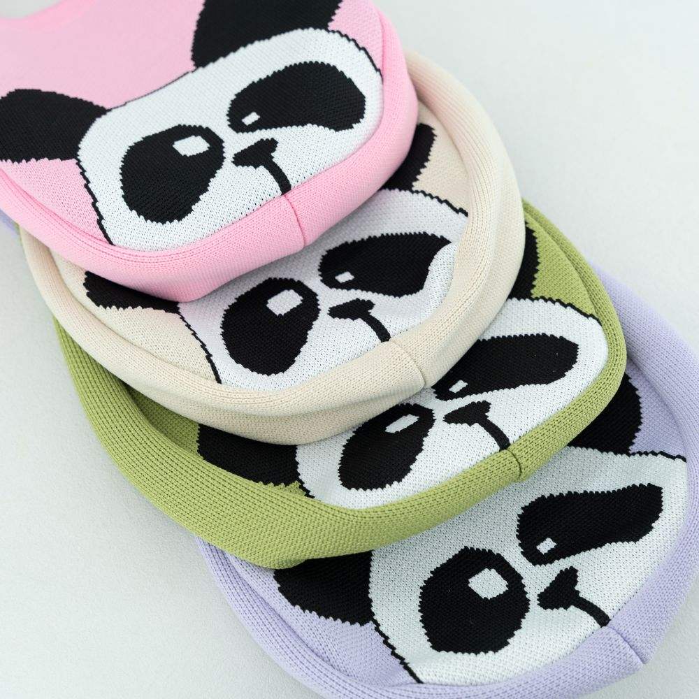 Hot Selling Women's Knitted Hand Bag Cute Colorful Panda Pattern Woven Crossbody Cell Phone Purse Stylish Lady's Wrist Bag for