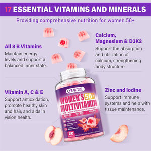 Multivitaminico in Caramelle Gommose OEM per Donne con Vitamine A, C, D3, E, K2, Complesso <span class=keywords><strong>B</strong></span>, Folato, Biotina, Calcio, Magnesio per Supporto Energetico - Product Image 3