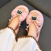 Nuevas Pantuflas de Niña con Lazo de Perlas, Impermeables, Ligeras, Planas, Transpirables, para Verano, Zapatos Casuales Infantiles con Suela Suave