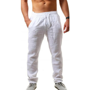 <span class=keywords><strong>Pantalon</strong></span> en coton et <span class=keywords><strong>lin</strong></span> pour hommes, vêtement de jogging décontracté, à séchage rapide, de couleur unie, nouveau, - Product Image 2