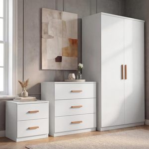 Ensemble de meubles de <span class=keywords><strong>chambre</strong></span> <span class=keywords><strong>à</strong></span> <span class=keywords><strong>coucher</strong></span>, armoire <span class=keywords><strong>à</strong></span> 2 portes <span class=keywords><strong>pour</strong></span> <span class=keywords><strong>chambre</strong></span> <span class=keywords><strong>à</strong></span> <span class=keywords><strong>coucher</strong></span> avec commode <span class=keywords><strong>à</strong></span> 3 tiroirs, table de chevet, ensemble de 3 pièces <span class=keywords><strong>pour</strong></span> <span class=keywords><strong>chambre</strong></span> <span class=keywords><strong>à</strong></span> <span class=keywords><strong>coucher</strong></span>, blanc - Product Image 1