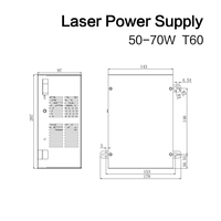 Catu Daya Laser HY-T60 untuk Tabung Laser Co2 1200CL 60w Mesin Pemotong Laser Sumber 110/220V dengan Layar LCD Pengukur Arus