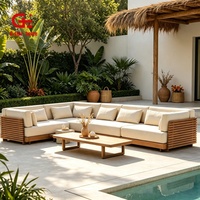 Muebles de Exterior Modernos para Hotel, Sofá Modular de Tres Plazas, Cojines Impermeables de Espuma de Secado Rápido para Patio de Apartamento, Aluminio Ecológico