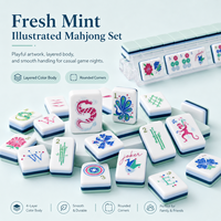 Juego de Mahjong Americano Moderno en Acrílico Azul Turquesa, Fichas de Cuatro Capas para Fiestas y Uso en Clubes