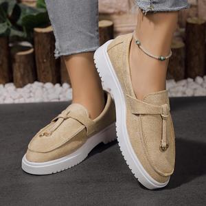 Round-headed, Thick-soled, Pure-color Casual Single Shoes with Tassel, New Style, Shallow-toe, Elegant Bean Shoes, European and - Product Image 6