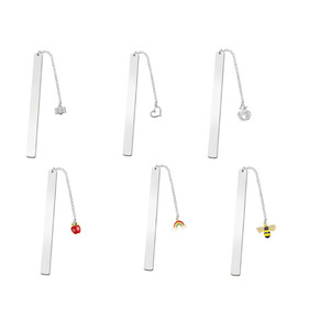 130*10mm in acciaio inox incisione in metallo segnalibro bianco con foglia di mela catena pendente arcobaleno per il regalo artigianale Bookmark - Product Image 1