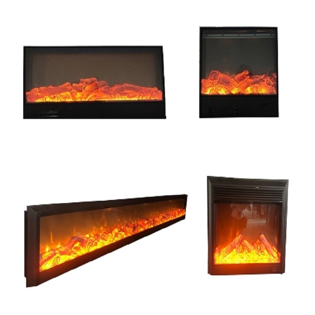 Modern Single-Color LED Electric Fireplace German Remote Steel Built-In Insert US Heated Decor Function for Household French