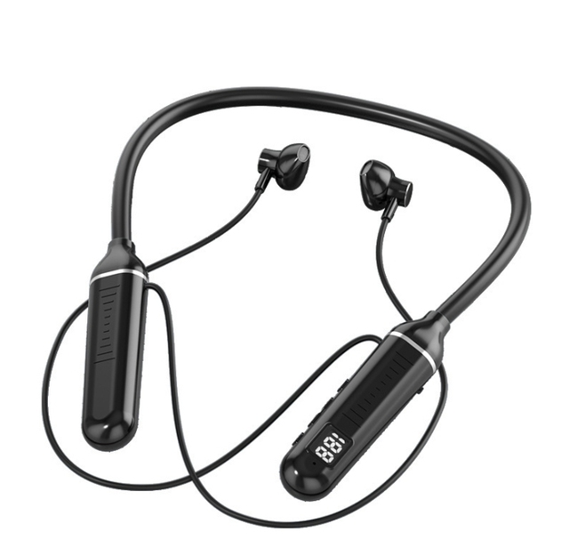 Wireless Neckband Bluetooth Earphones LED Digital Display Large Capacity Semi-In-Ear Sports Stereo Headset