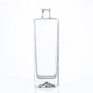 Trung Quốc Nhà máy tùy chỉnh 500ml rõ ràng vuông rỗng Glass Wine Bottle rượu mạnh rượu chai cho Vodka Whisky rượu uống