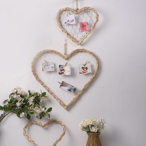 Hand Woven Heart Shaped <b>Photo</b> <b>Frame</b> With Wire Mesh For Home Decor Wall Hanging Living Room Valentine'S Day Decoration - Product Image 1