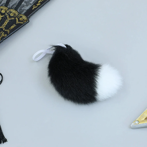 <span class=keywords><strong>Coiffe</strong></span> unisexe en peluche faite à la main, motif dessin animé, avec oreilles de bête simulées et queue d'animal, accessoires de costume Anubis pour poupée - Product Image 2