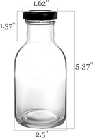 Bouteilles de sauce piquante de 8 oz avec bouchons à vis anti-fuite, bouteilles en verre à large ouverture avec couvercles pour le lait, les boissons, l'huile, les vinaigrettes