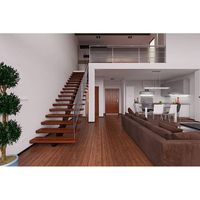 Escalier droit moderne et minimaliste Prima, design flottant sans poutre, pour appartement, villa, maison