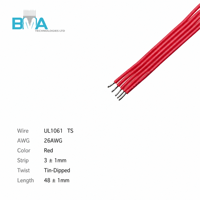 Câble plat rouge UL1061 26AWG de 40 mm, compatible JST ZH, faisceau 5 broches de 1,5 mm vers bande ouverte étamée, pour connexion interne de carte de circuit imprimé