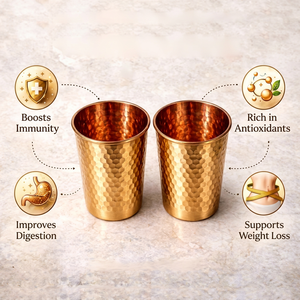 Ensemble de verres à boire en cuivre martelé, gobelets texturés pour eau, tasses ayurvédiques, collection cadeau pour cuisine, salle à manger et maison - Product Image 1