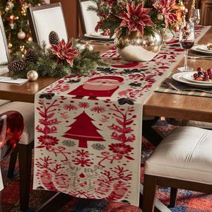Kids <b>Christmas</b> <b>Table</b> Runner, Snowman Xmas <b>Tree</b> Printed Portable Tablecloth for New Year Holiday Decor - Product Image 2