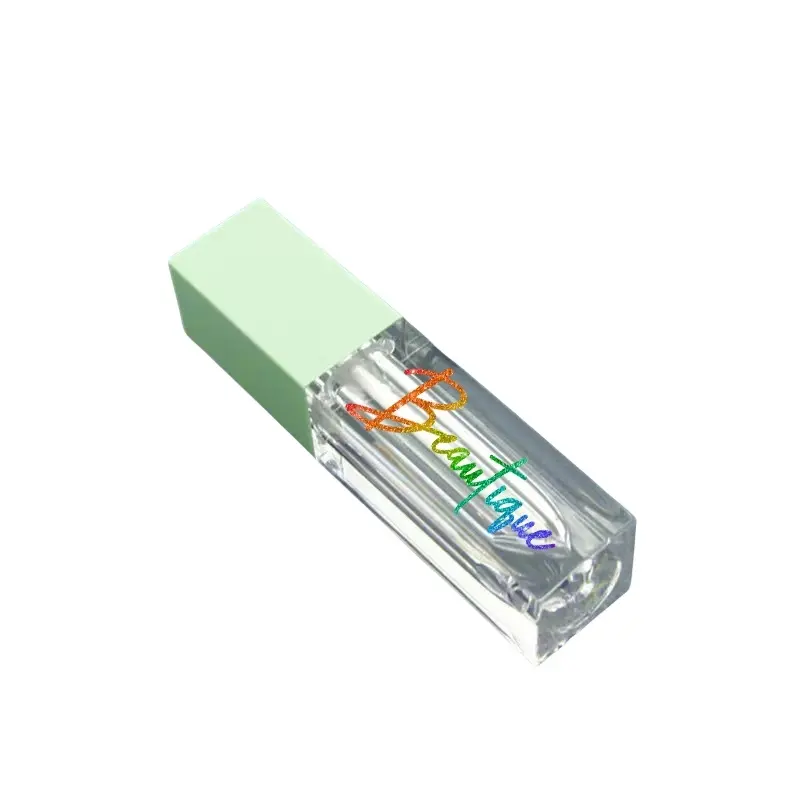 Green 3ml lip gloss tube with custom private logo, size orders accepted