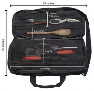Sac de transport de cuisine haut de gamme BSCI Factory Bag, 2 compartiments, pour ustensiles de cuisine durables, 20 noirs, 3 fermetures éclair, pour clubs de golf - Product Image 6