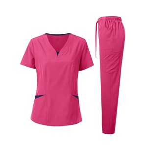 Women Hospital Scrubs Set Moisture Wicking V-Neck Top And Pants For Nursing Work Uniforms - Product Image 5