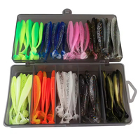 Ensemble de leurres souples artificiels à queue en T de 5,5 cm, 7 cm, 9 cm, 12 cm, 31 pièces, 33 pièces, 51 pièces, 81 pièces, avec hameçons de pêche en plomb, leurres en PVC, appâts souples pour rivière
