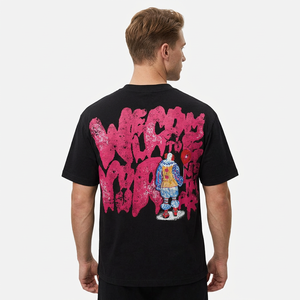 Camiseta Negra Oversize de Streetwear para Hombre, Manga Corta, Estampado Gráfico de Payaso, Cuello Redondo, Algodón Jersey - Product Image 6