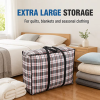 Sac de Déménagement Pliable Robuste à Très Grande Capacité avec Poignées de Transport, en Tissu Imperméable à Fermeture Éclair, pour Rangement de Couettes, Sac Tissé en PP