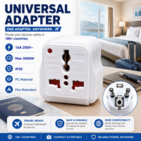 Adaptateur de Voyage Universel Mondial pour Prise Secteur CA 16A 250V 3500W IP20 Ignifuge ABS/PC avec Obturateur de Sécurité Compact pour le Voyage