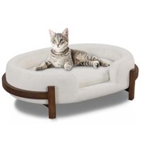Hamac pour chat de haute qualité en bois, montage facile, design moderne du milieu du siècle, tissu résistant aux griffures, lit surélevé pour chat de qualité supérieure