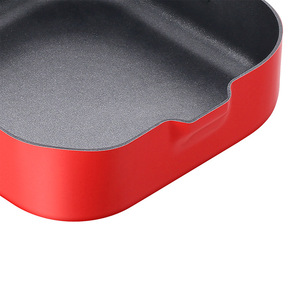 Desilang Miwei Nonstick Cookware Set <b>Square</b> Red Frying Pan And <b>Pot</b> For Baby Food Preparation - Product Image 2