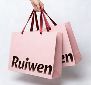 Sac en papier kraft noir et rose personnalisé de luxe, imprimé en couleur, pour vêtements, cadeaux, bijoux, emballage de vente au détail, avec logo - Product Image 1