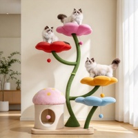 Arbre à chat en sisal, tour moderne de luxe avec motif floral, grande taille, 4 niveaux, meubles d'escalade pour chat, griffoir pour chat