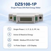 Compteur d'énergie intelligent monophasé sur rail DIN, protocole double DL/T645 2007 Modbus RTU, sortie impulsion RS485