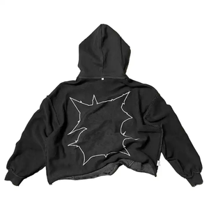 Fabricante al por mayor Streetwear 100% algodón cremallera ajuste suelto invierno desgastado peso pesado Sudadera con capucha bajo pedido mínimo mejor - Product Image 5